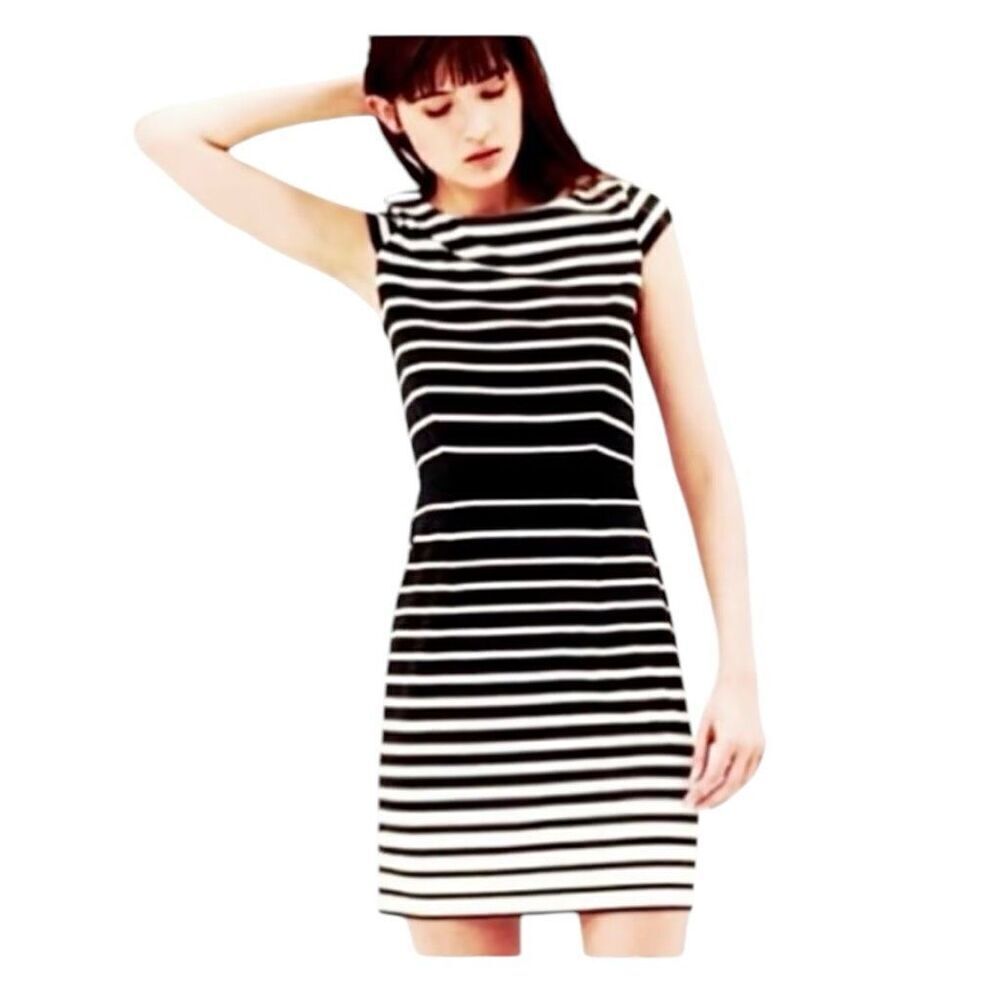 Womens Ann Taylor Loft Black & White Chic Sheath Dress - Sz 0 Petite 0P